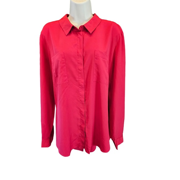 Lane Bryant size 18/20 career casual red tunic button up split back top ^ - Picture 1 of 6
